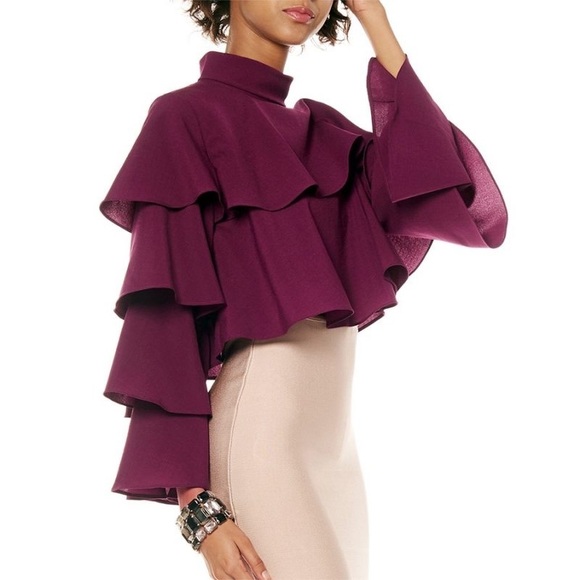 ENTIRED RUFFLE CROP TOP - Picture 2 of 3